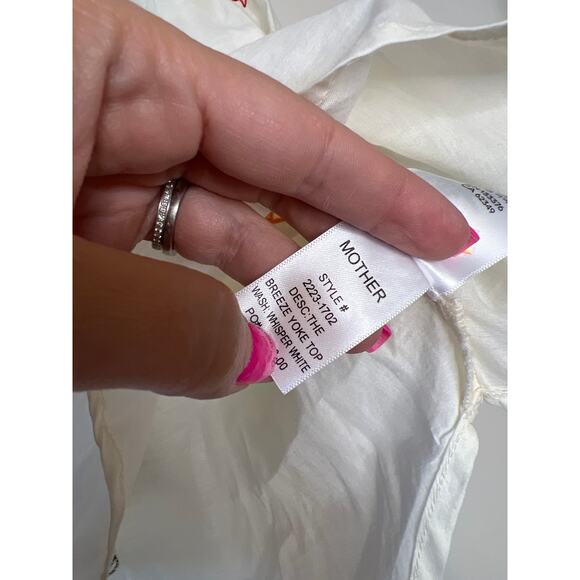 NEW Mother Breeze Yoke Embroidered Cotton Blend Blouse White Size: Extra Small - Picture 5 of 8